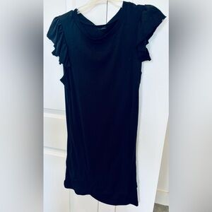 Women's Black Short Sleeve Ruffle Tee